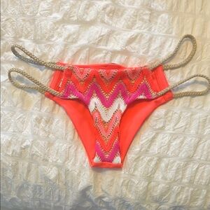 Luli Fama Neon Pink Bikini with Gold Details